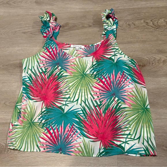 Rose & Olive Tops - Rose + Olive Ruffle Strap Tank Top